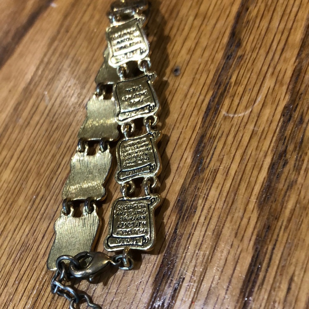 Vintage gold tone 10 commandments Bracelet with adjustable length